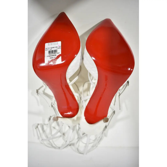 Christian Louboutin Kadreyana 100 White Leather Caged Ankle Strap Pump Heel 39.5 - Picture 12 of 12